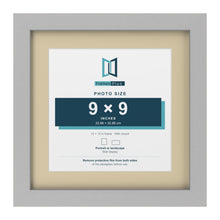 Light Grey 12 x 12 inch picture frame with an ivory mount for a 9 x 9 inch photo