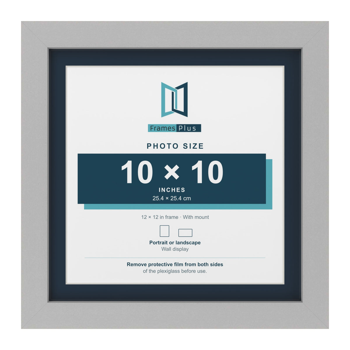 Light Grey 12 x 12 inch picture frame with a Pacific Blue mount for a 10 x 10 inch photo