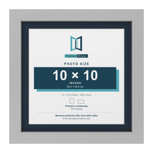Light Grey 12 x 12 inch picture frame with a Pacific Blue mount for a 10 x 10 inch photo