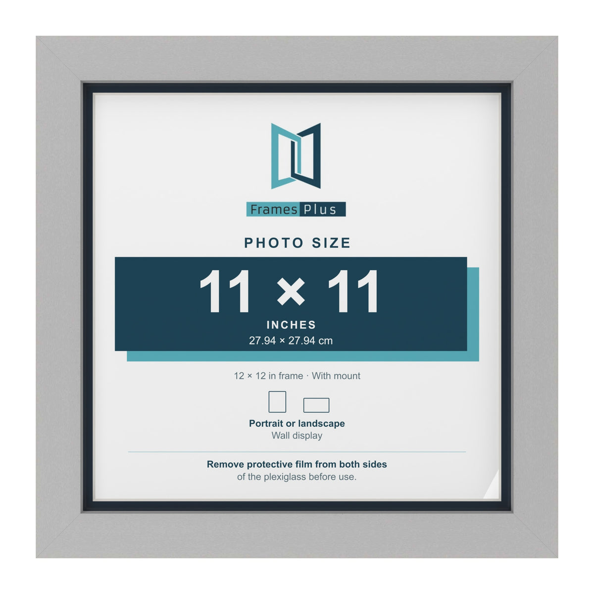 Light Grey 12 x 12 inch picture frame with a Pacific Blue mount for an 11 x 11 inch photo