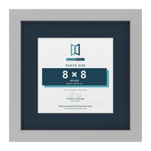 Light Grey 12 x 12 inch picture frame with a Pacific Blue mount for an 8 x 8 inch photo