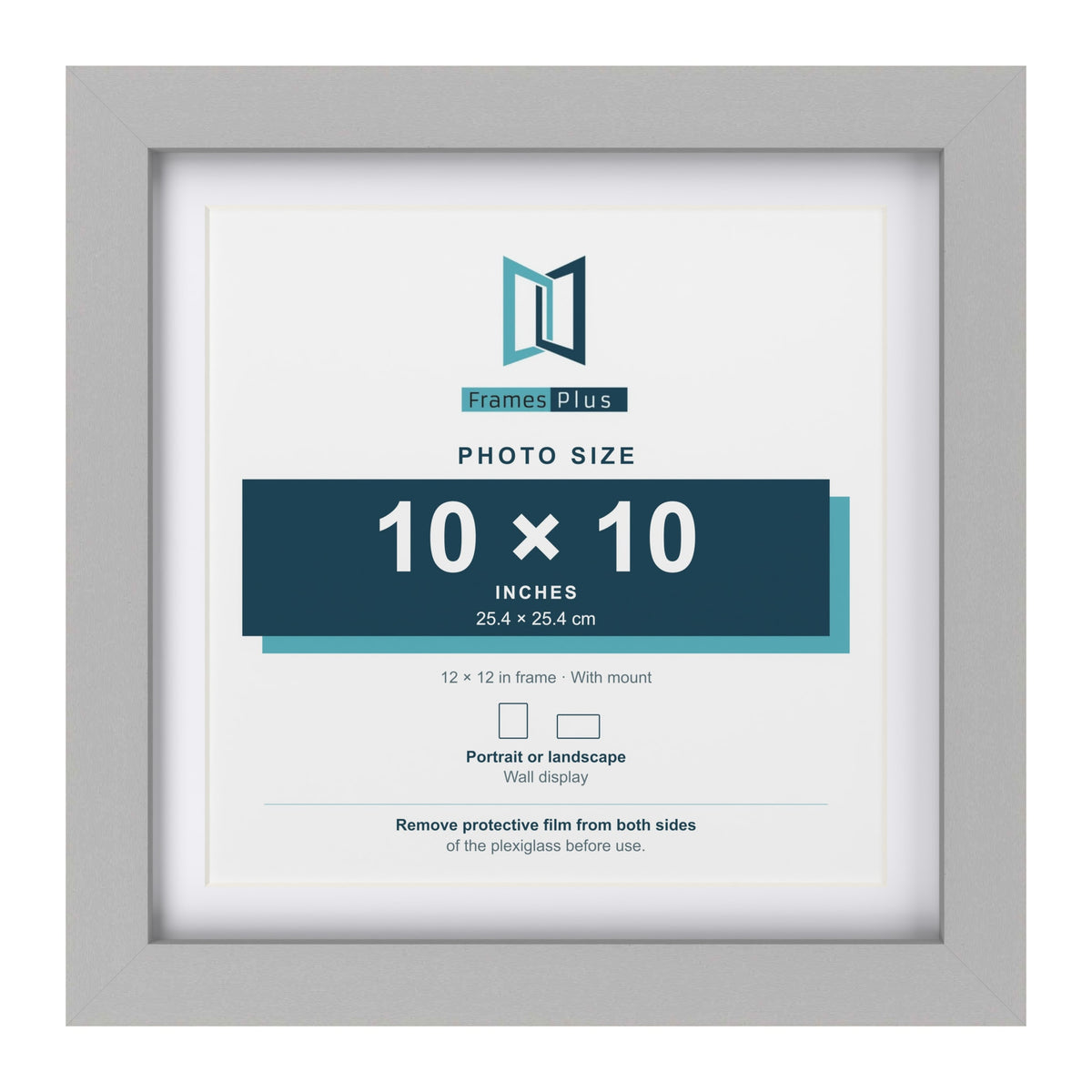 Light Grey 12 x 12 inch picture frame with a white mount for a 10 x 10 inch photo