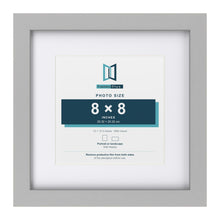 Light Grey 12 x 12 inch picture frame with a white mount for a 8 x 8 inch photo