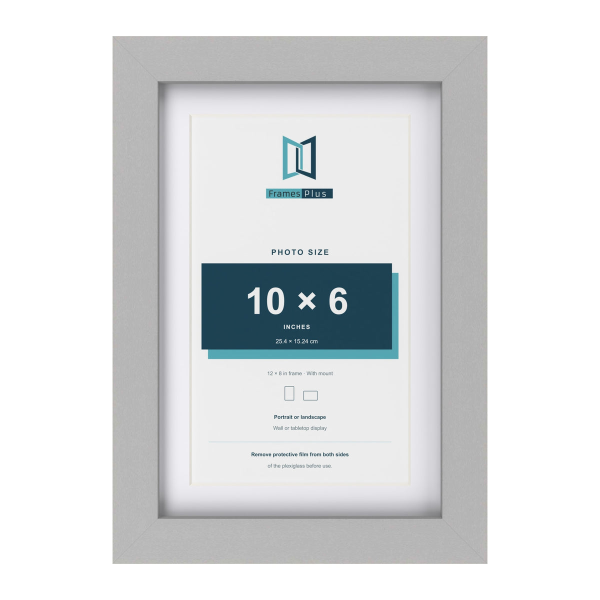 Light Grey 12 x 8 inch picture frame with a white mount for a 10 x 6 inch photo