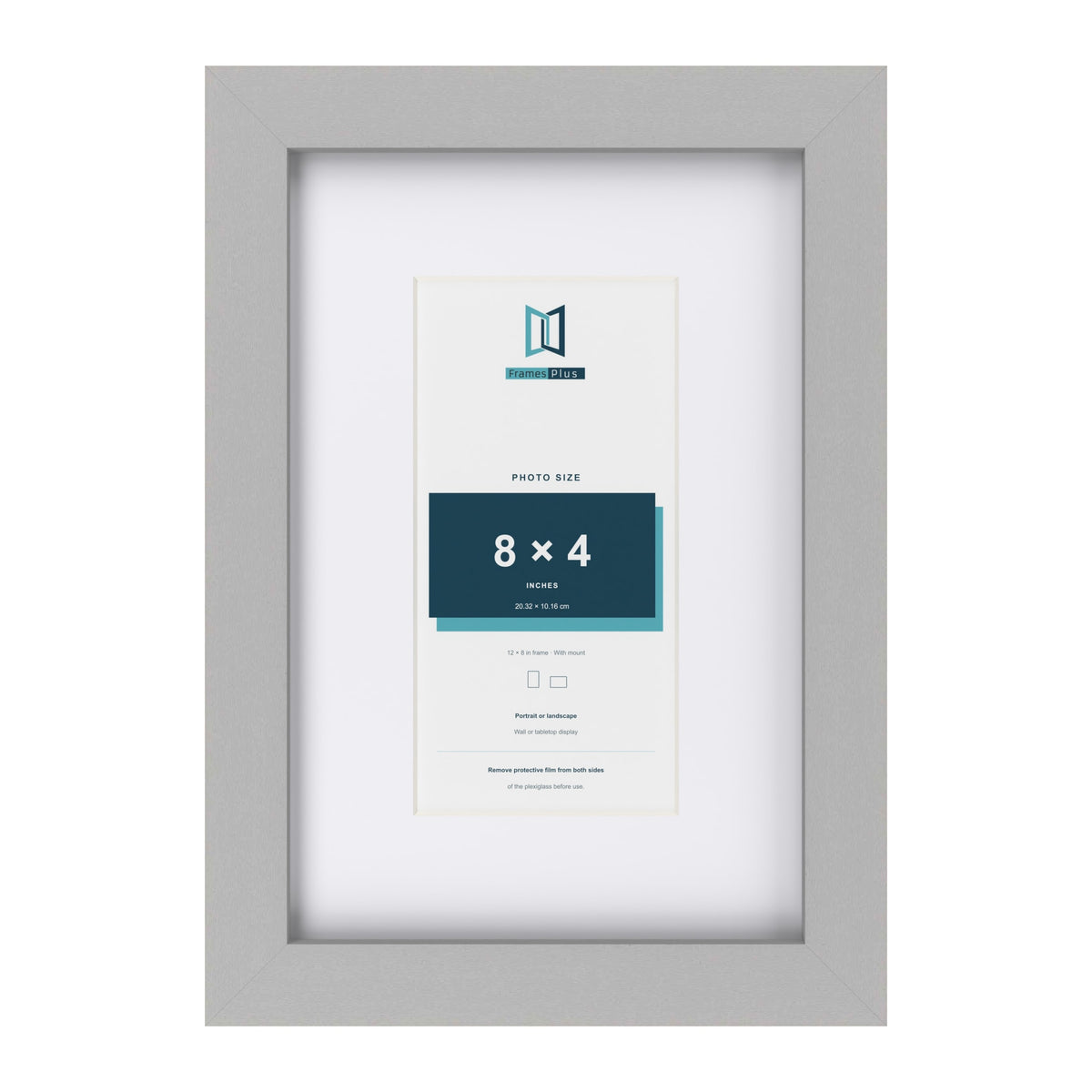 Light Grey 12 x 8 inch picture frame with a white mount for an 8 x 4 inch photo