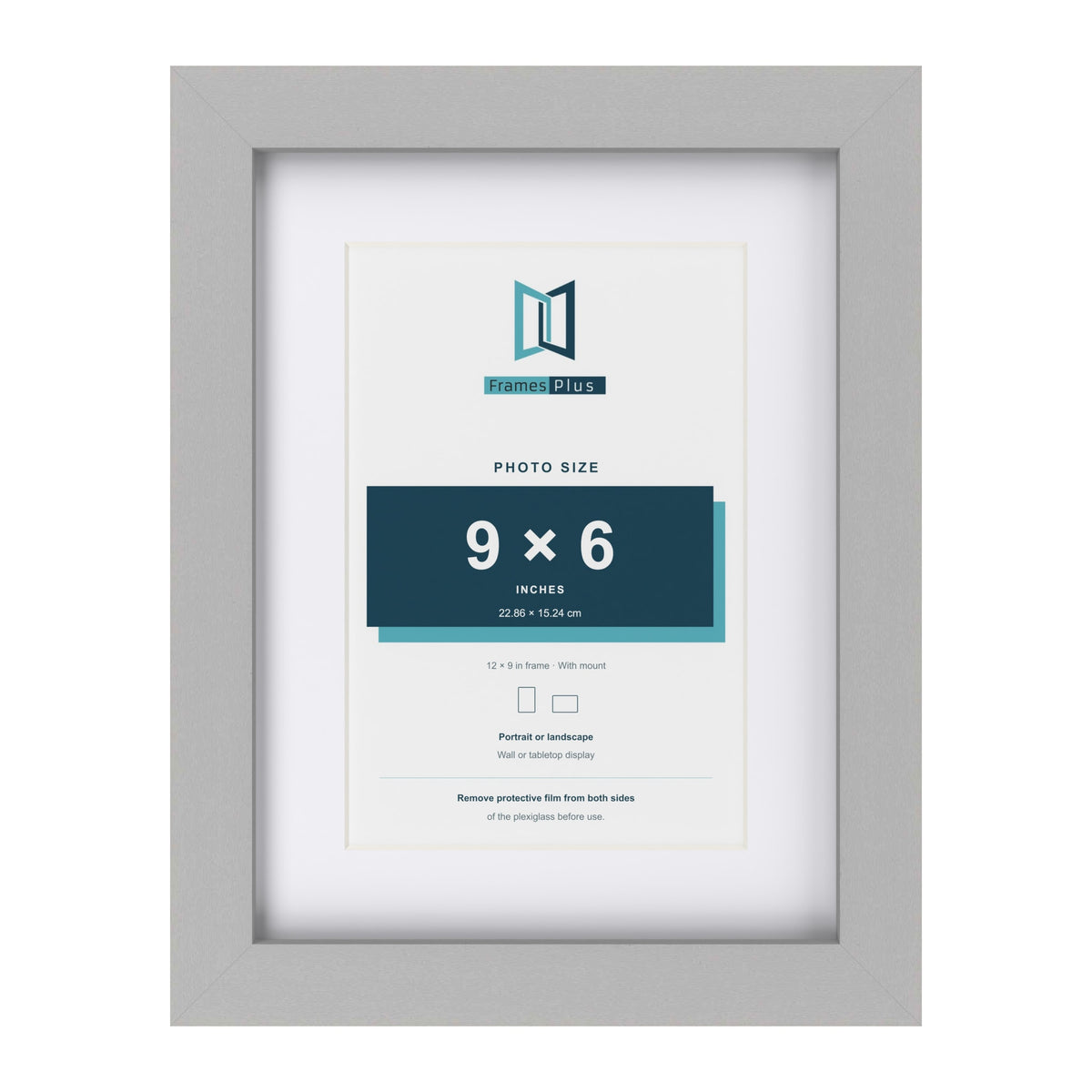Light Grey 12 x 9 inch picture frame with a white mount for a 9 x 6 inch photo