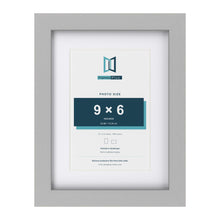 Light Grey 12 x 9 inch picture frame with a white mount for a 9 x 6 inch photo