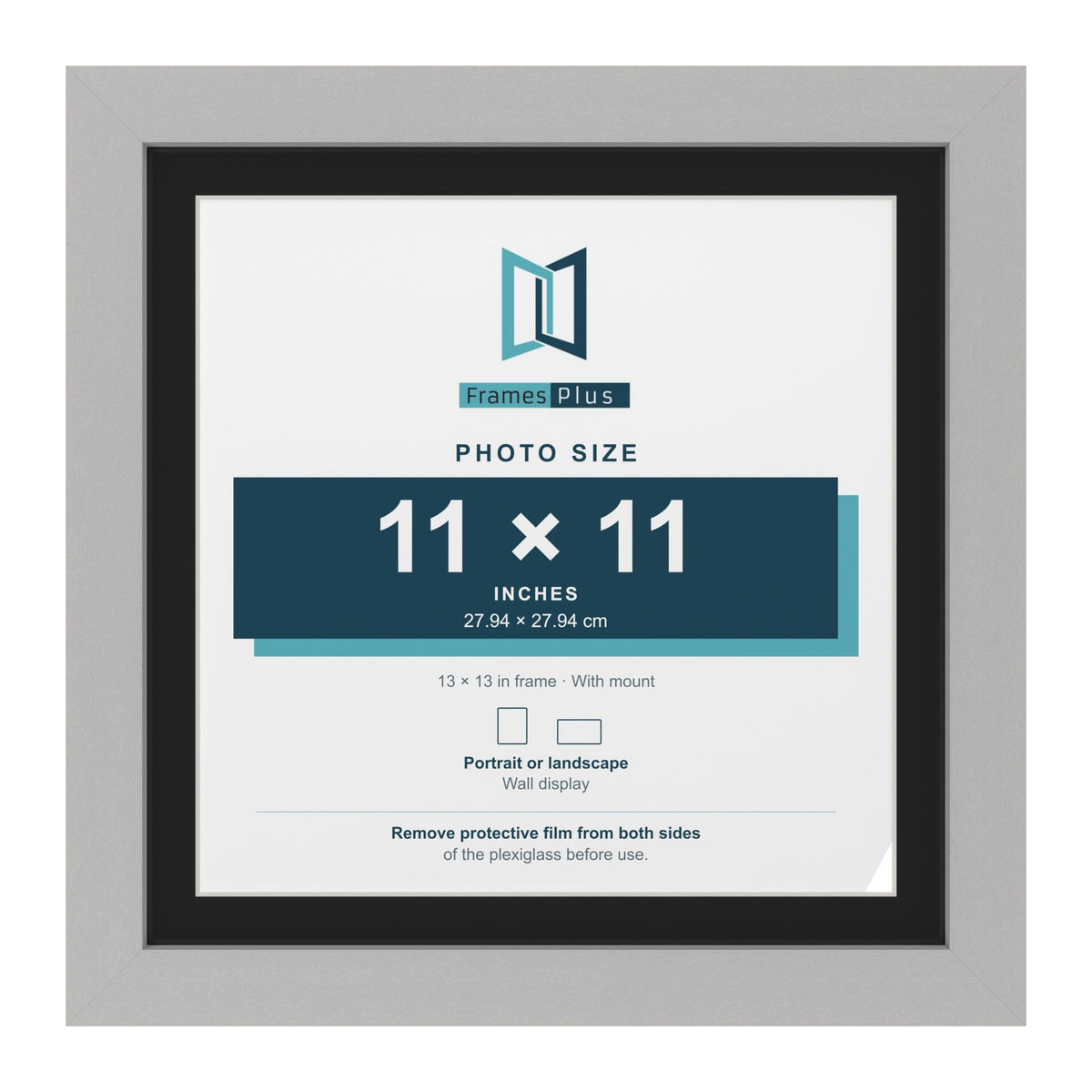 Light Grey 13 x 13 inch picture frame with a black mount for an 11 x 11 inch photo