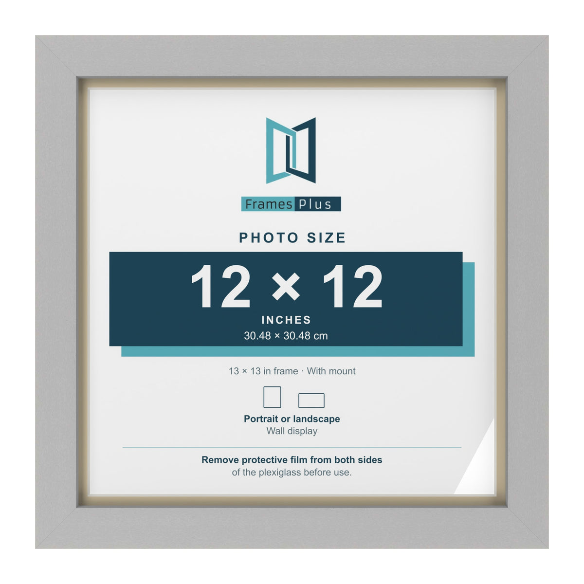 Light Grey 13 x 13 inch picture frame with an ivory mount for a 12 x 12 inch photo