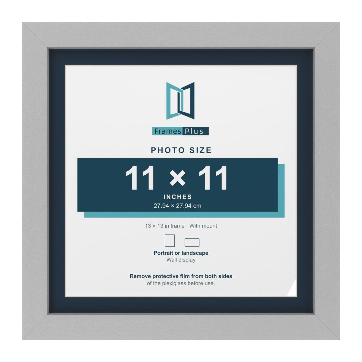 Light Grey 13 x 13 inch picture frame with a Pacific Blue mount for an 11 x 11 inch photo