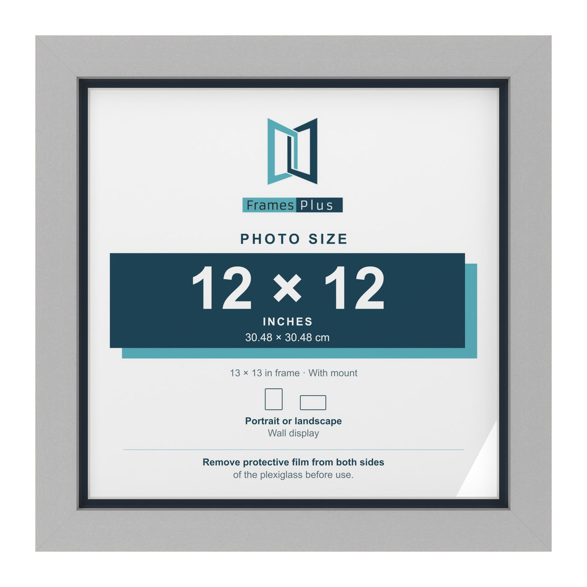 Light Grey 13 x 13 inch picture frame with a Pacific Blue mount for a 12 x 12 inch photo
