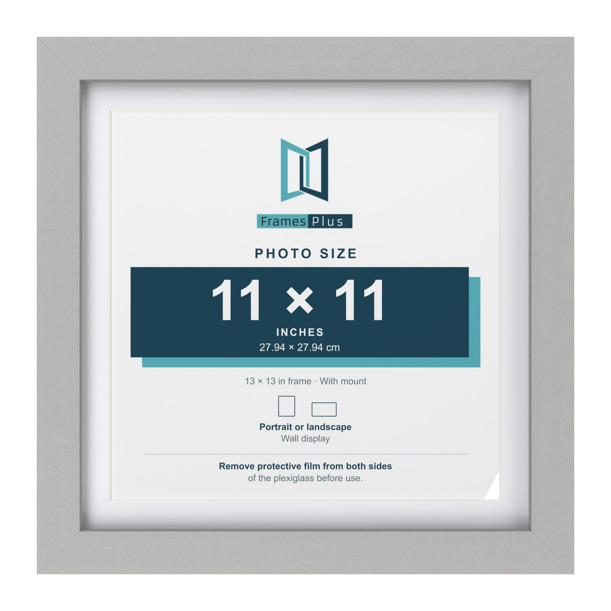Light Grey 13 x 13 inch picture frame with a white mount for a 11 x 11 inch photo