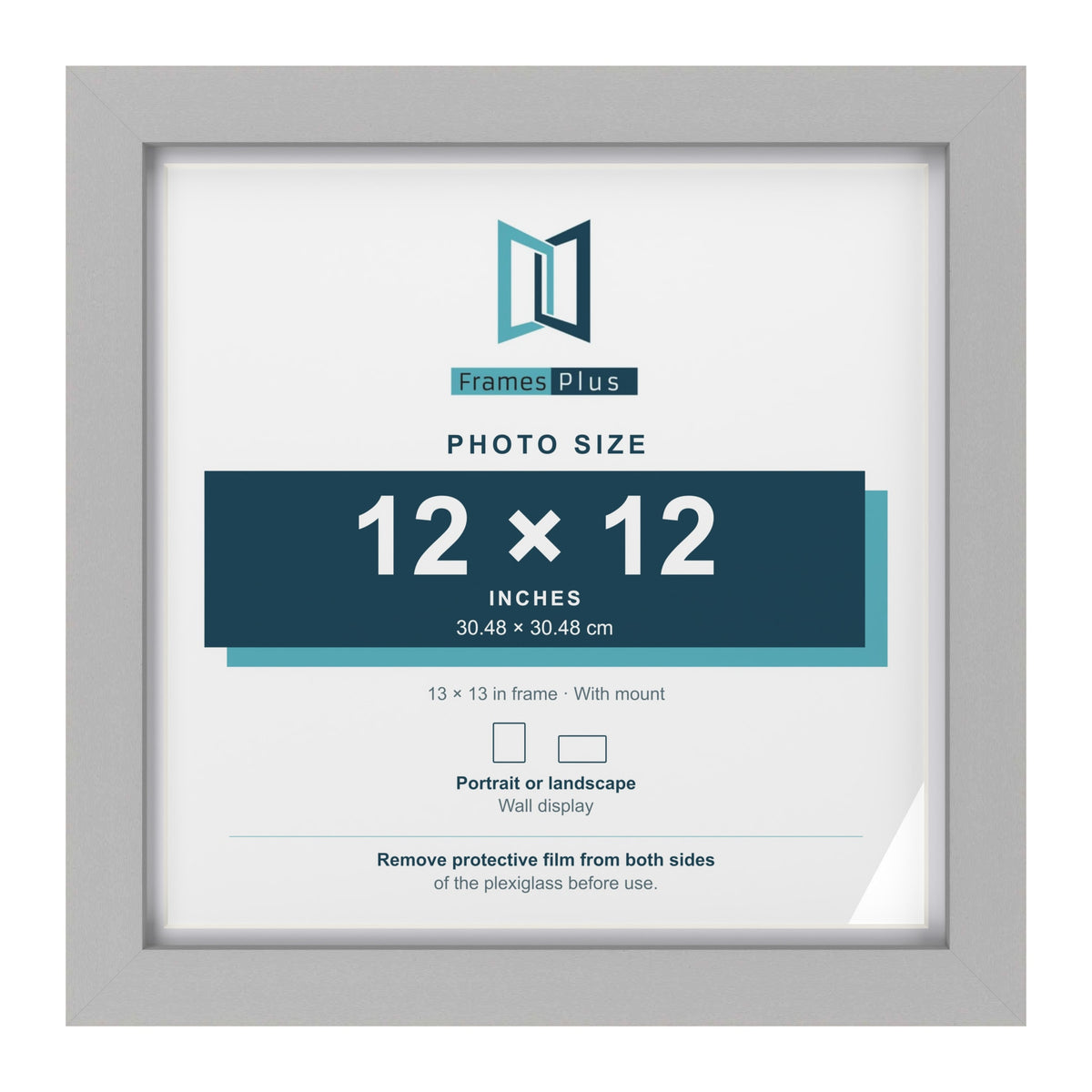 Light Grey 13 x 13 inch picture frame with a white mount for a 12 x 12 inch photo