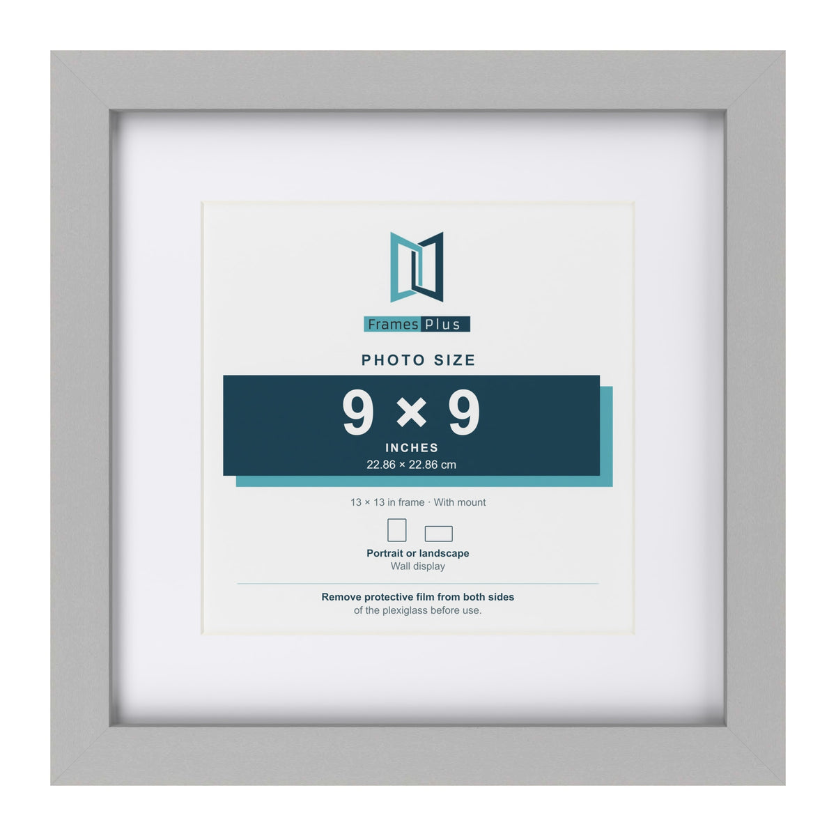 Light Grey 13 x 13 inch picture frame with a white mount for a 9 x 9 inch photo