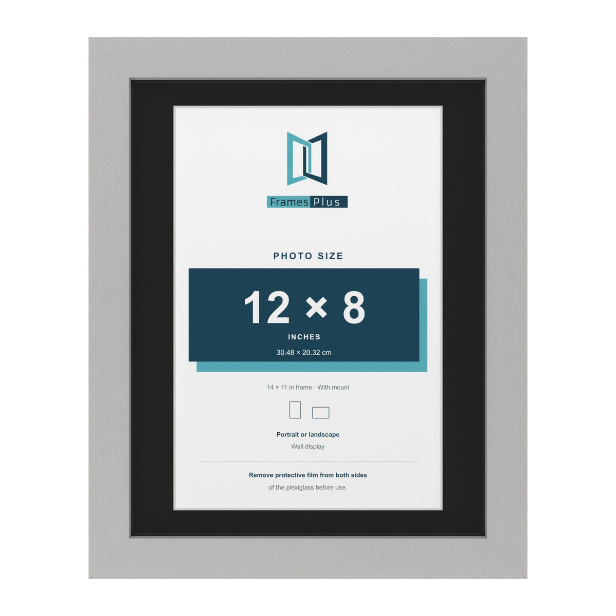 Light Grey 14 x 11 inch picture frame with a black mount for a 12 x 8 inch photo