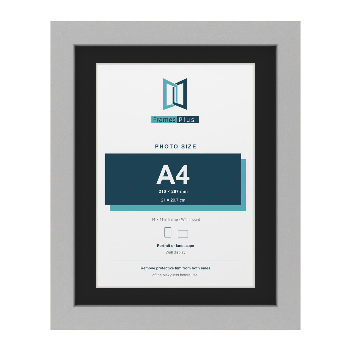 Light Grey 14 x 11 inch picture frame with a black mount for an A4 photo