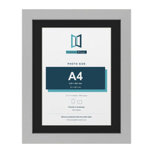 Light Grey 14 x 11 inch picture frame with a black mount for an A4 photo