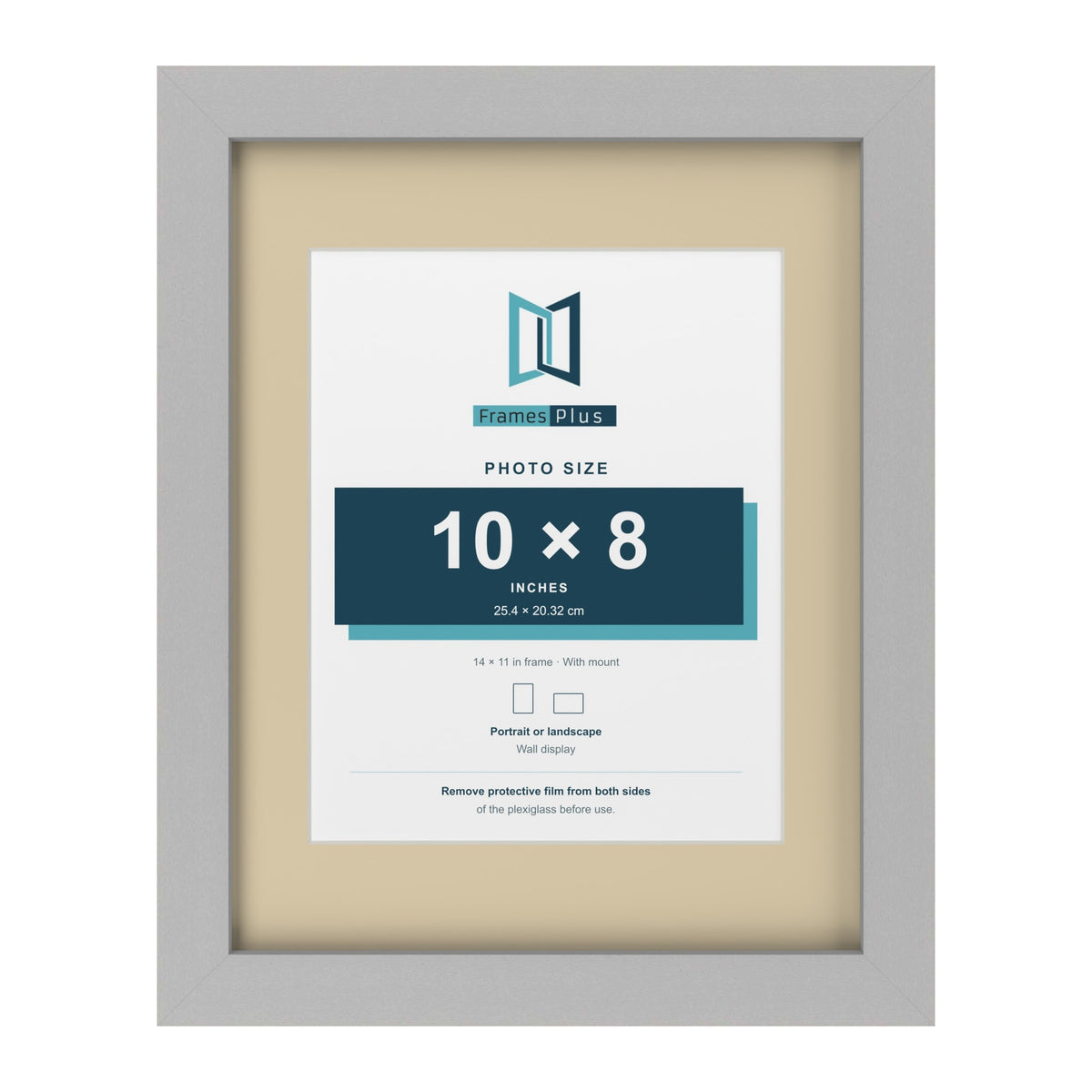 Light Grey 14 x 11 inch picture frame with an ivory mount for a 10 x 8 inch photo