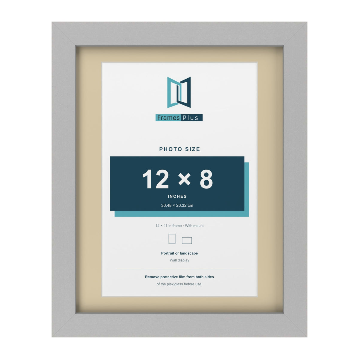 Light Grey 14 x 11 inch picture frame with an ivory mount for a 12 x 8 inch photo