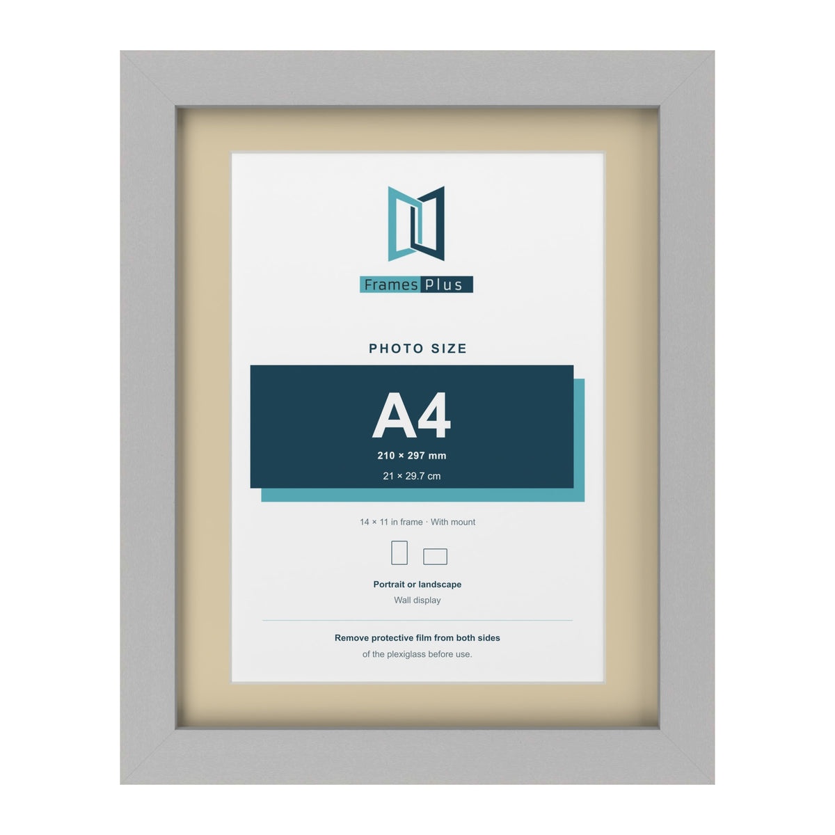 Light Grey 14 x 11 inch picture frame with an ivory mount for an A4 photo