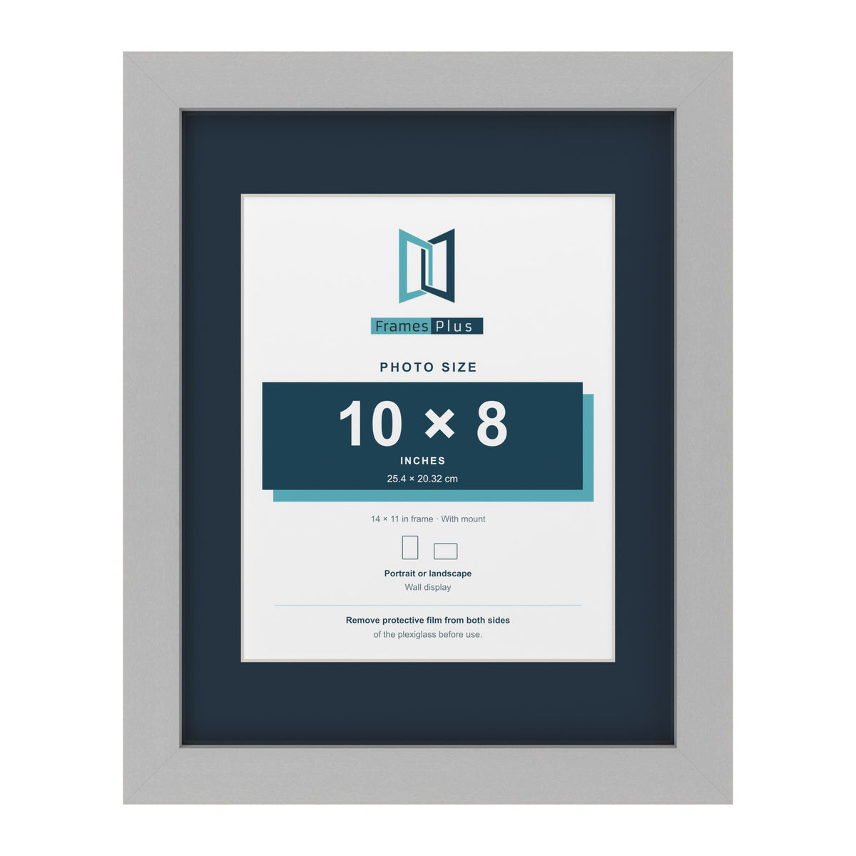 Light Grey 14 x 11 inch picture frame with a Pacific Blue mount for a 10 x 8 inch photo