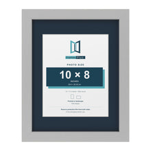Light Grey 14 x 11 inch picture frame with a Pacific Blue mount for a 10 x 8 inch photo