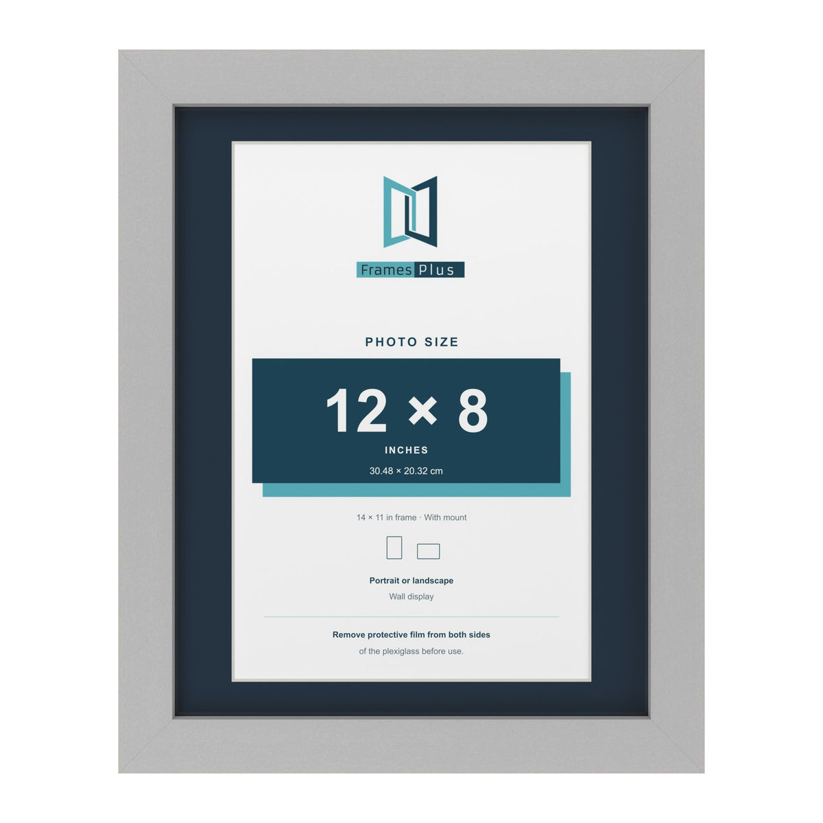 Light Grey 14 x 11 inch picture frame with a Pacific Blue mount for a 12 x 8 inch photo