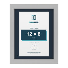 Light Grey 14 x 11 inch picture frame with a Pacific Blue mount for a 12 x 8 inch photo