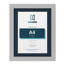 Light Grey 14 x 11 inch picture frame with a Pacific Blue mount for an A4 photo