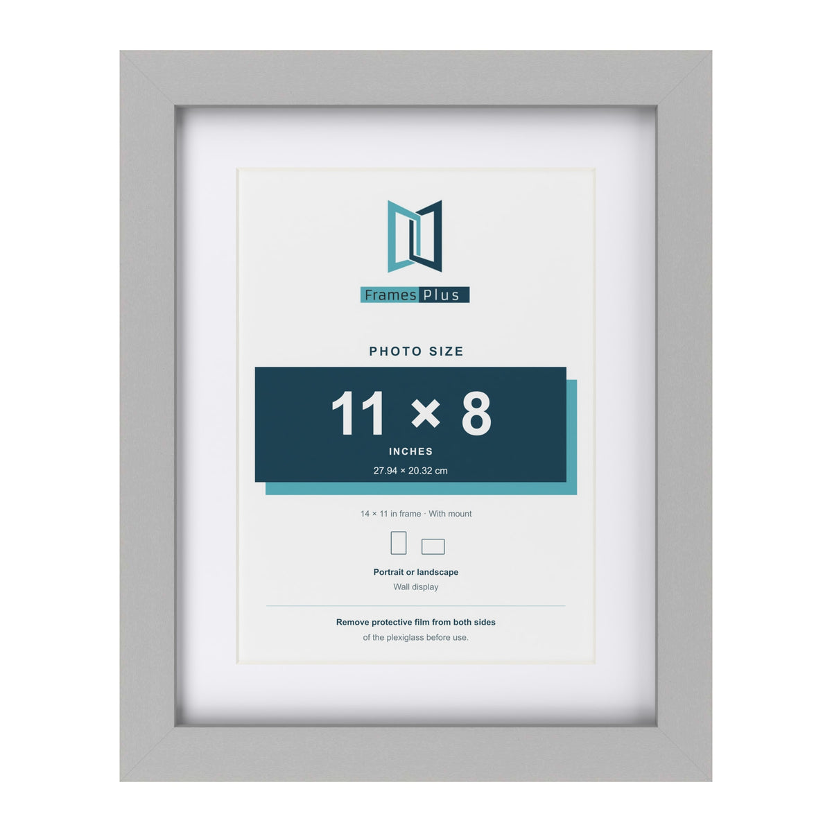 Light Grey 14 x 11 inch picture frame with a white mount for an 11 x 8 inch photo