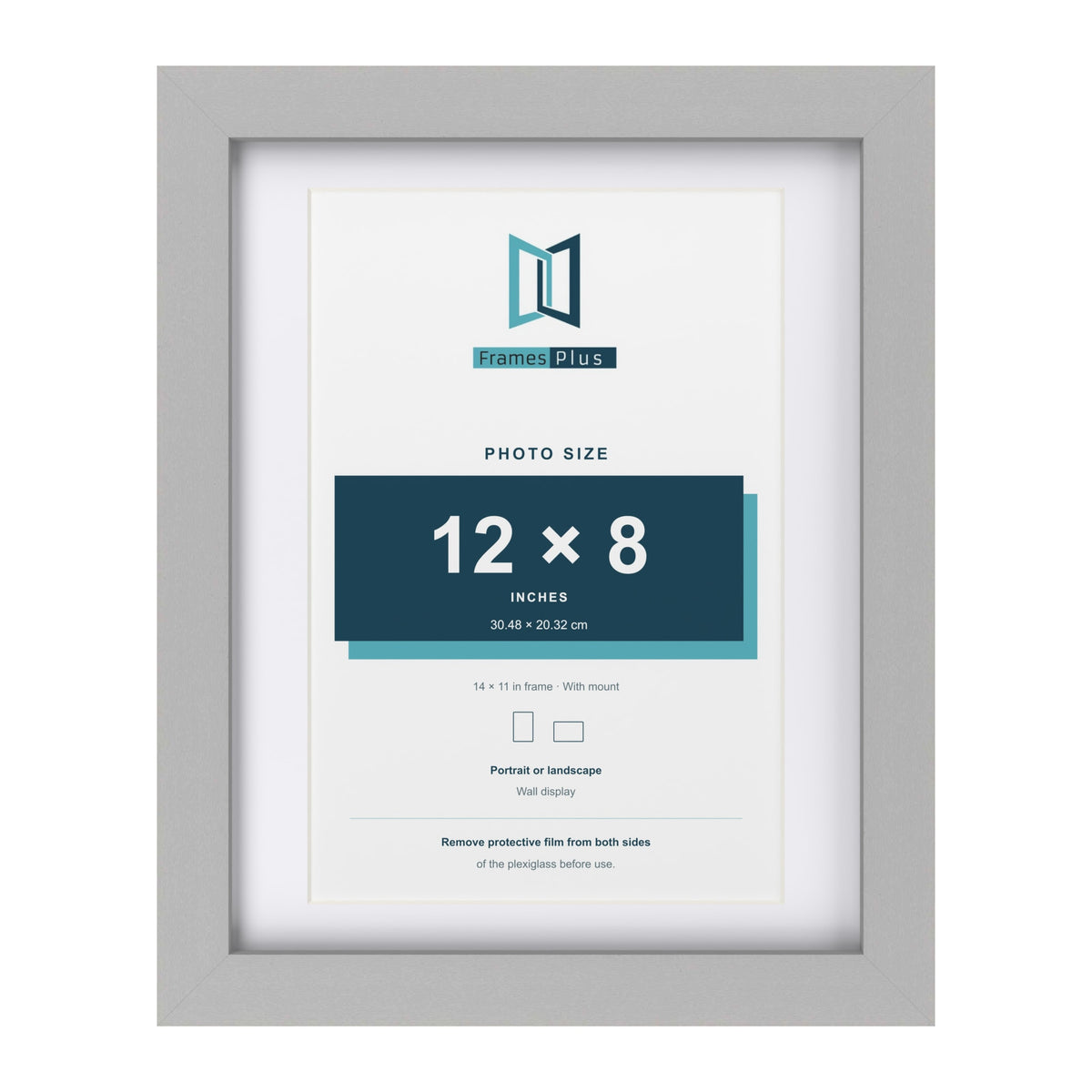 Light Grey 14 x 11 inch picture frame with a white mount for a 12 x 8 inch photo