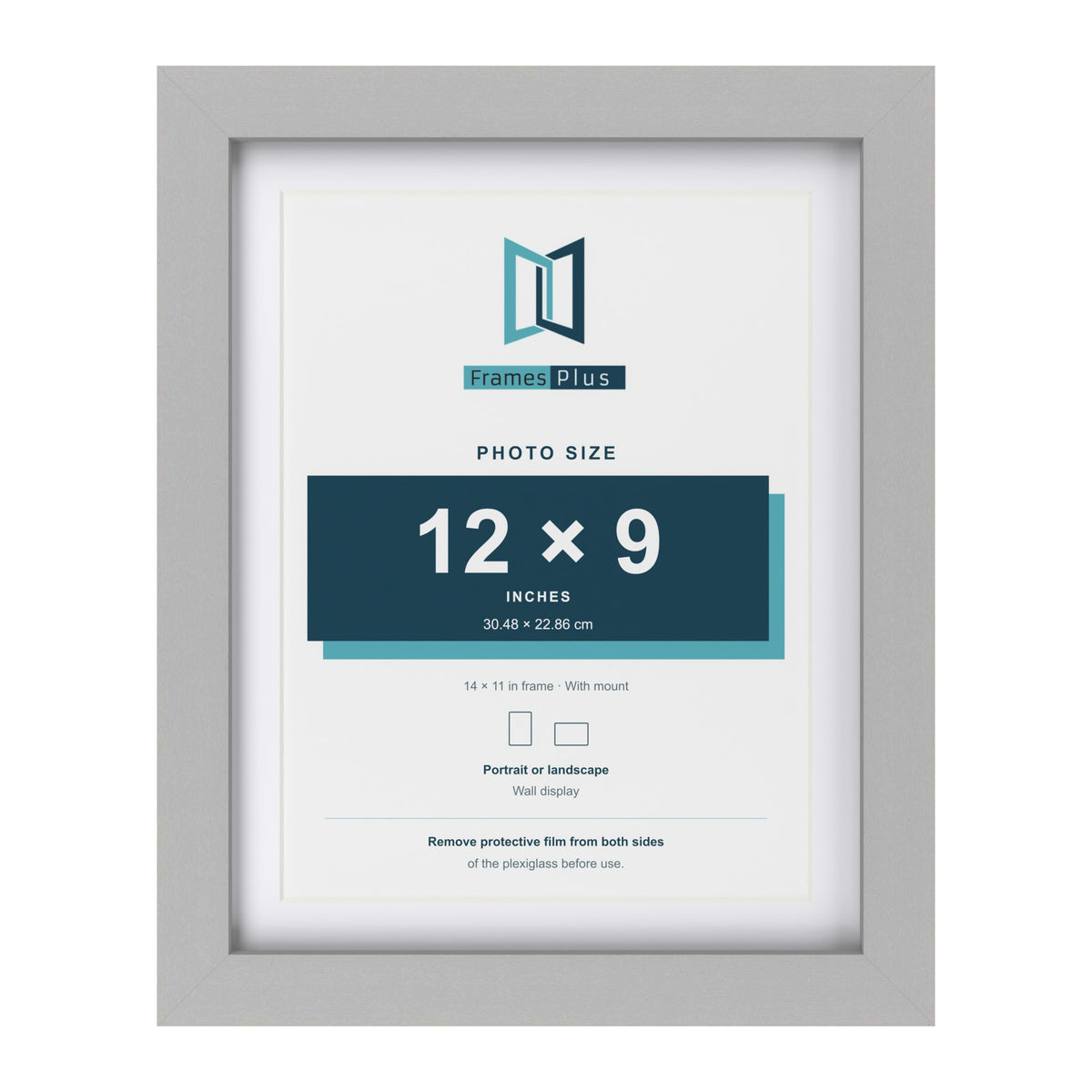 Light Grey 14 x 11 inch picture frame with a white mount for a 12 x 9 inch photo