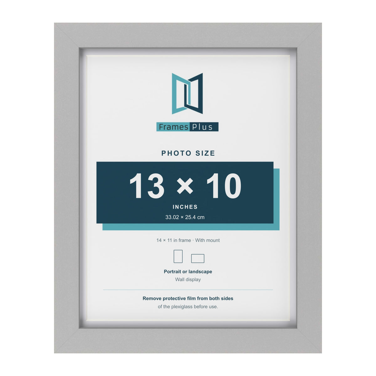 Light Grey 14 x 11 inch picture frame with a white mount for a 13 x 10 inch photo