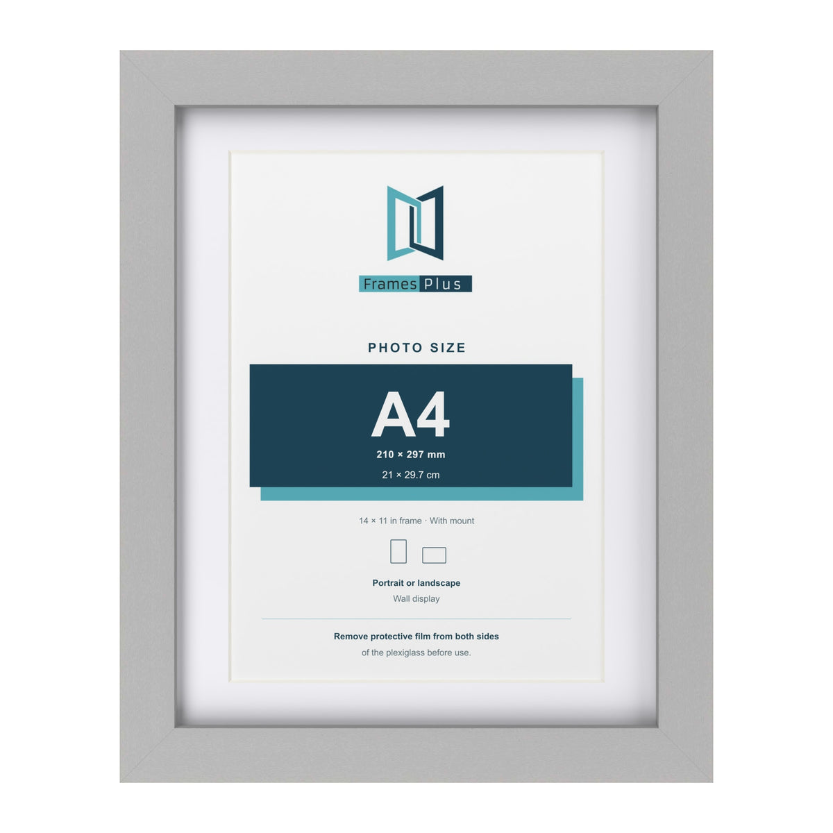 Light Grey 14 x 11 inch picture frame with a white mount for an A4 photo