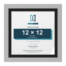 Light Grey 14 x 14 inch picture frame with a black mount for a 12 x 12 inch photo