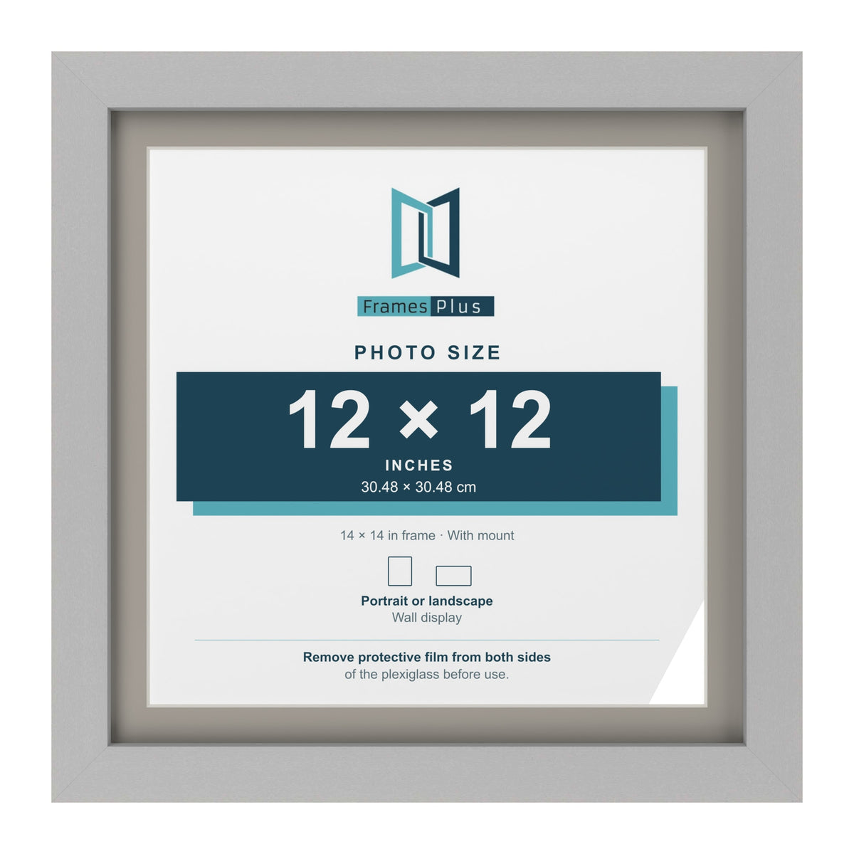 Light Grey 14 x 14 inch picture frame with a Dawn Grey mount for a 12 x 12 inch photo