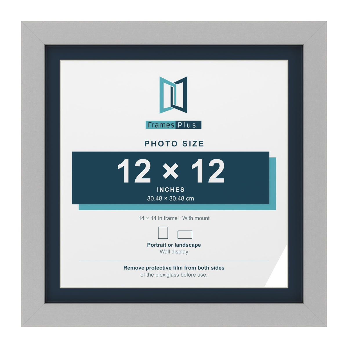 Light Grey 14 x 14 inch picture frame with a Pacific Blue mount for a 12 x 12 inch photo