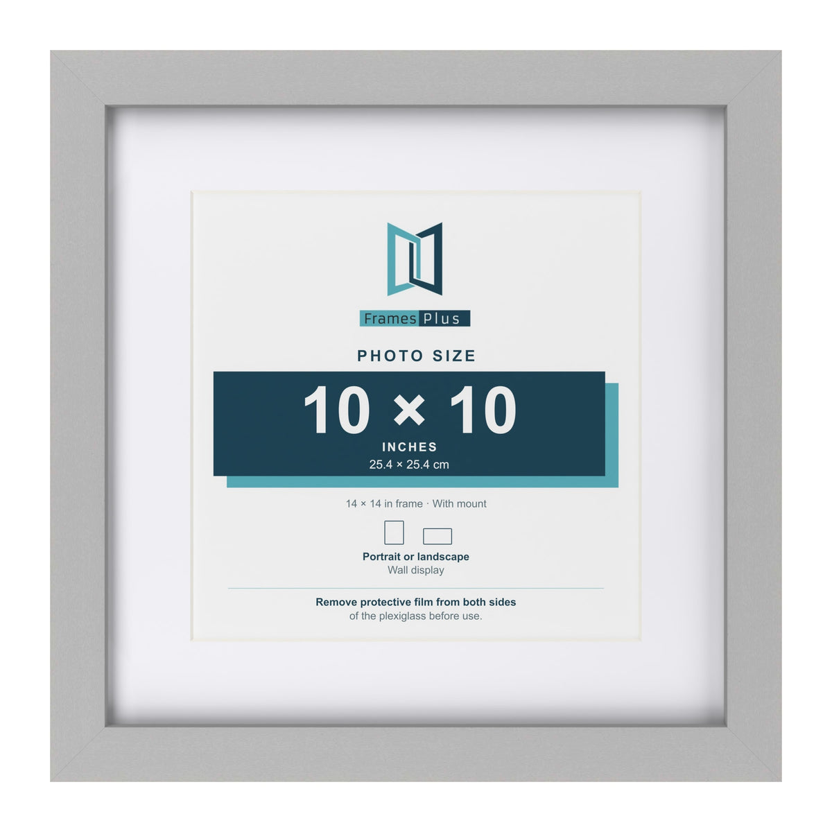 Light Grey 14 x 14 inch picture frame with a white mount for a 10 x 10 inch photo