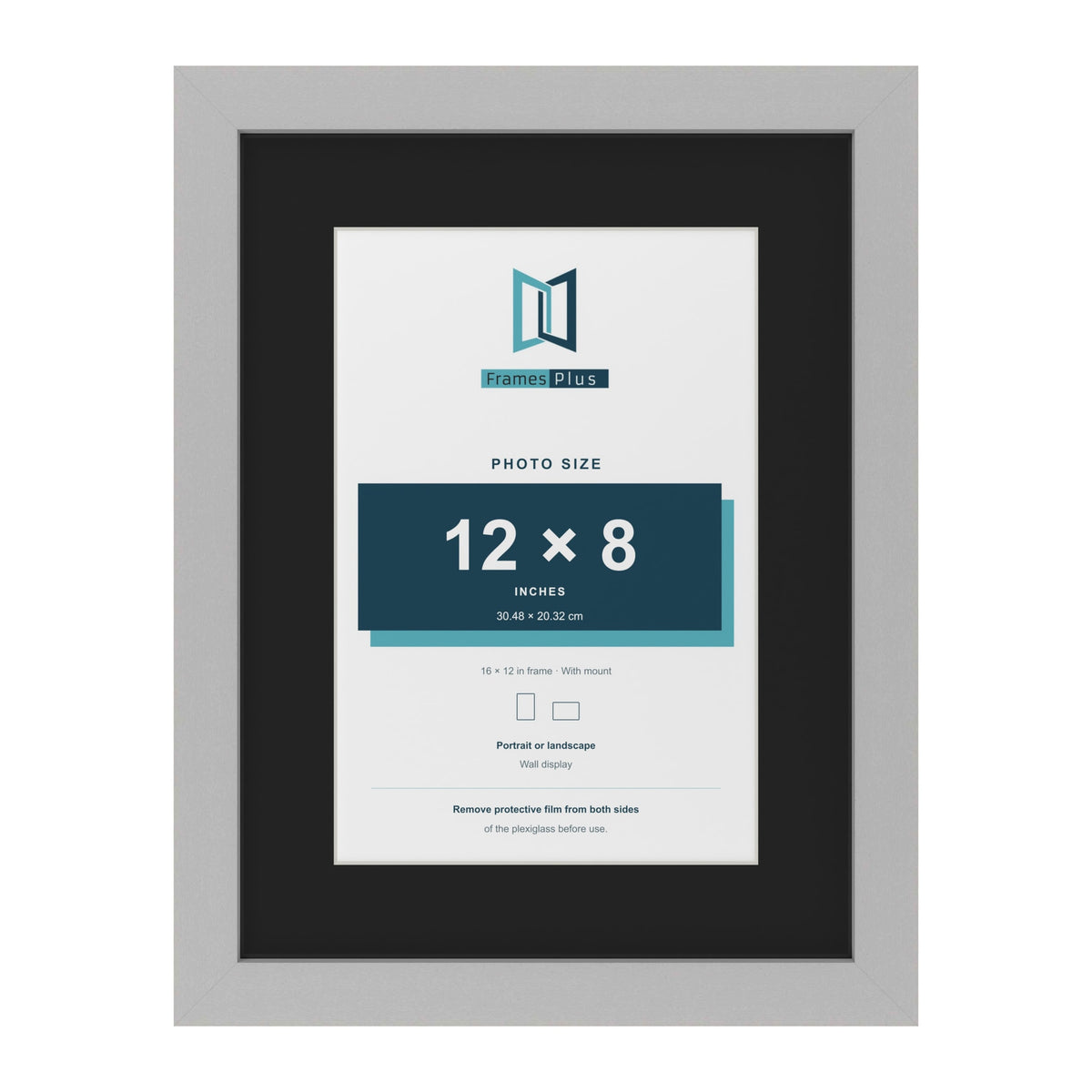 Light Grey 16 x 12 inch picture frame with a black mount for a 12 x 8 inch photo