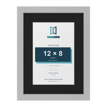 Light Grey 16 x 12 inch picture frame with a black mount for a 12 x 8 inch photo