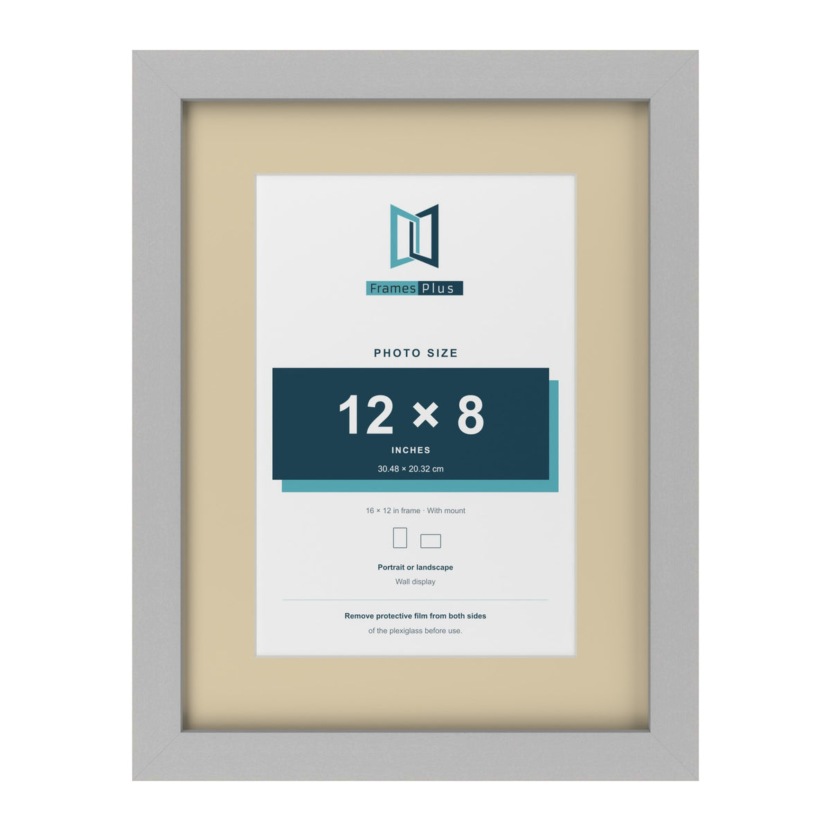 Light Grey 16 x 12 inch picture frame with an ivory mount for a 12 x 8 inch photo