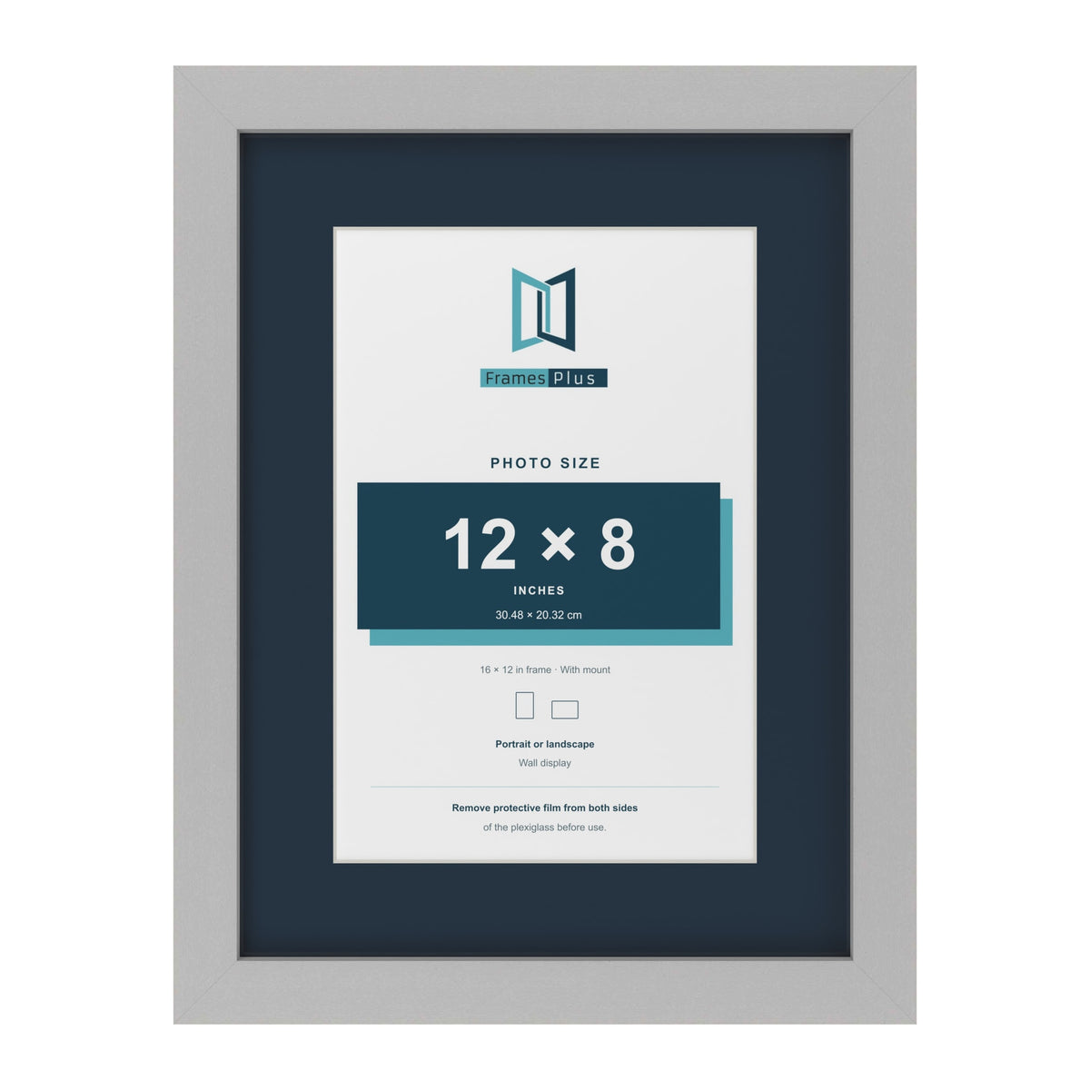 Light Grey 16 x 12 inch picture frame with a Pacific Blue mount for a 12 x 8 inch photo