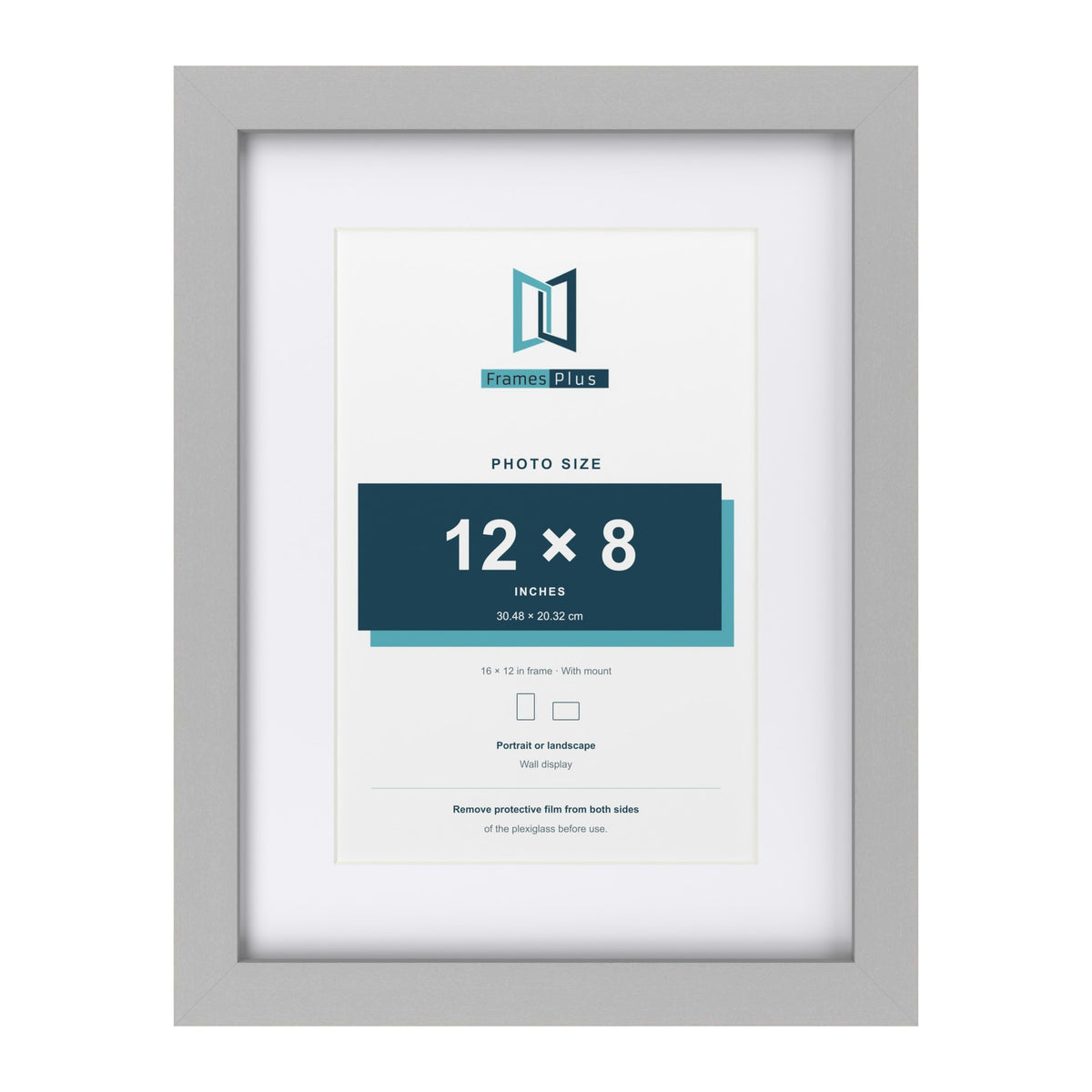 Light Grey 16 x 12 inch picture frame with a white mount for a 12 x 8 inch photo