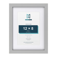 Light Grey 16 x 12 inch picture frame with a white mount for a 12 x 8 inch photo