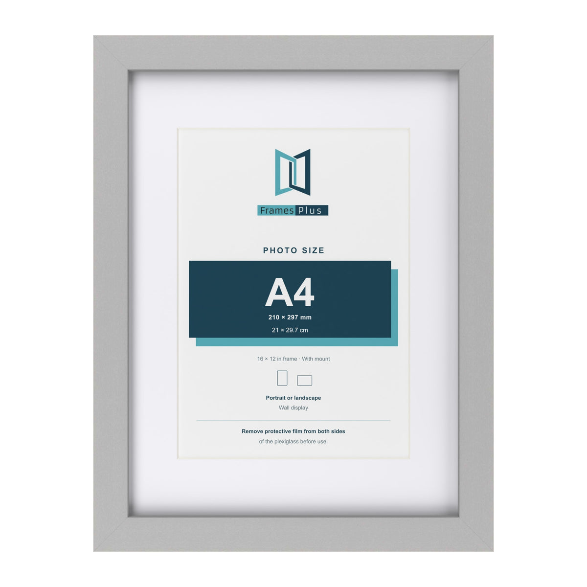 Light Grey 16 x 12 inch picture frame with a white mount for an A4 photo