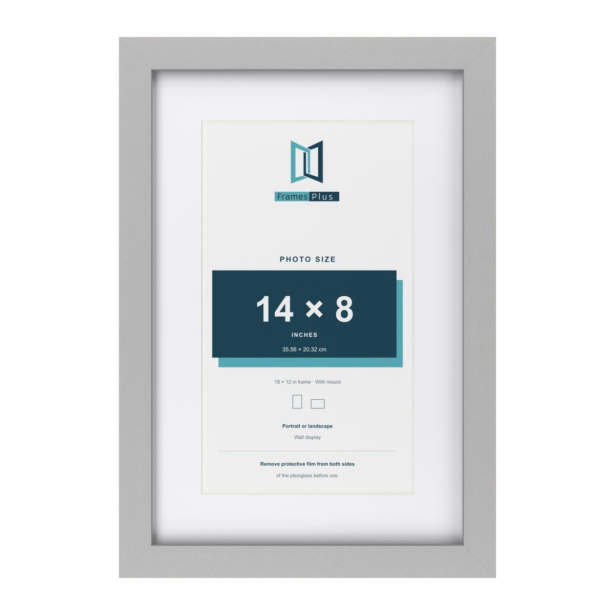 Light Grey 18 x 12 inch picture frame with a white mount for a 14 x 8 inch photo