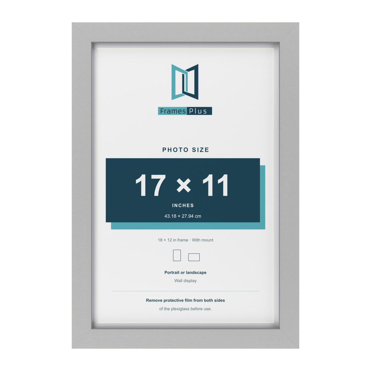 Light Grey 18 x 12 inch picture frame with a white mount for a 17 x 11 inch photo