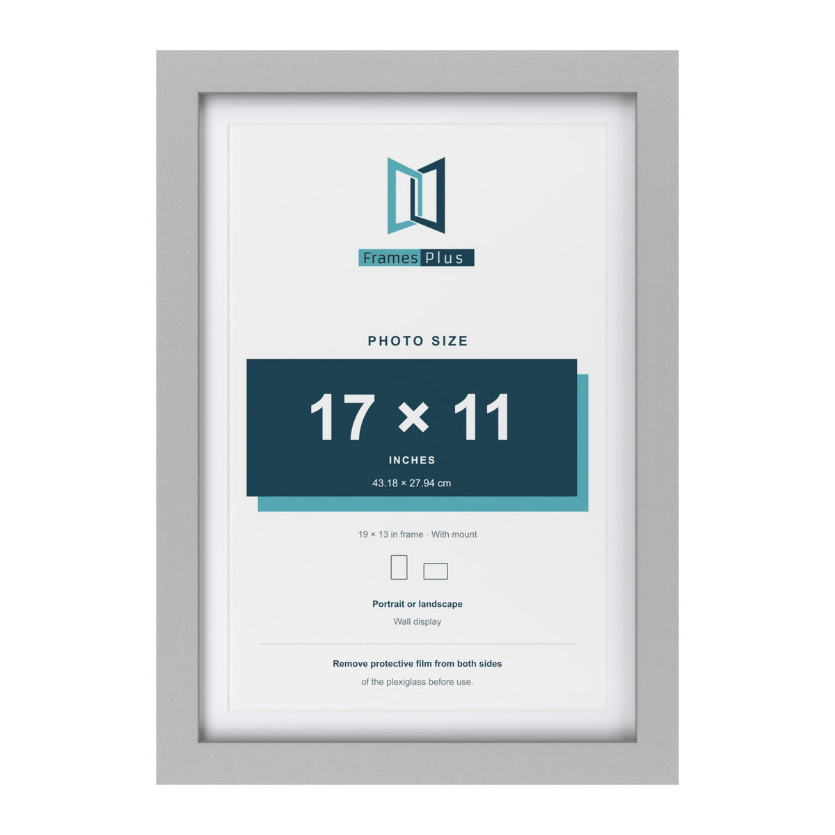 Light Grey 19 x 13 inch picture frame with a white mount for a 17 x 11 inch photo