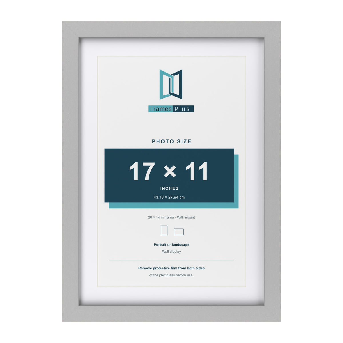 Light Grey 20 x 14 inch picture frame with a white mount for a 17 x 11 inch photo