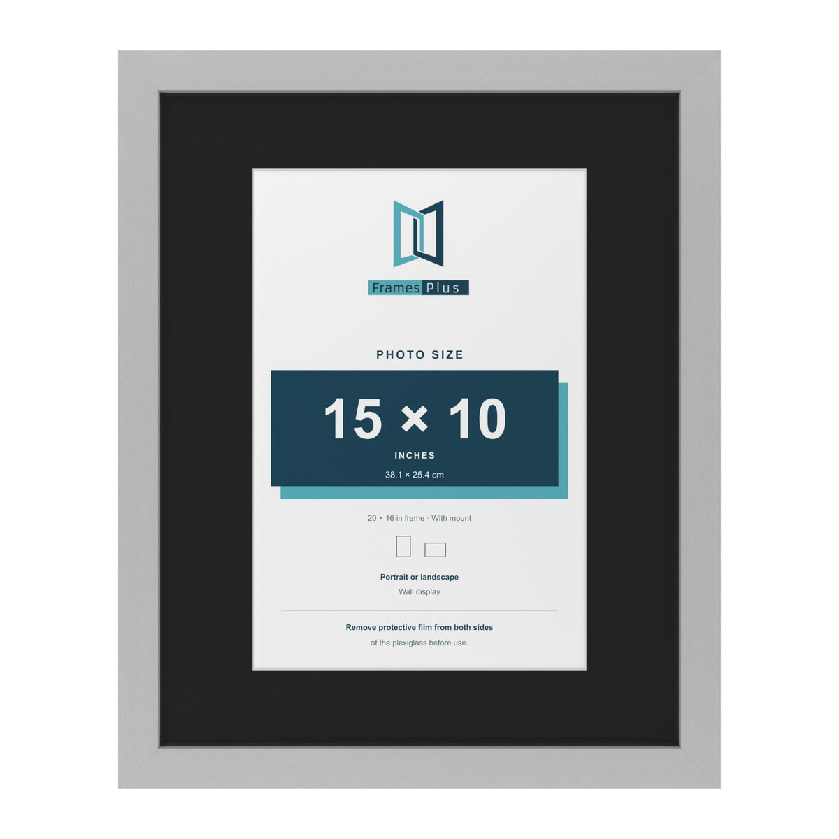 Light Grey 20 x 16 inch picture frame with a black mount for a 15 x 10 inch photo